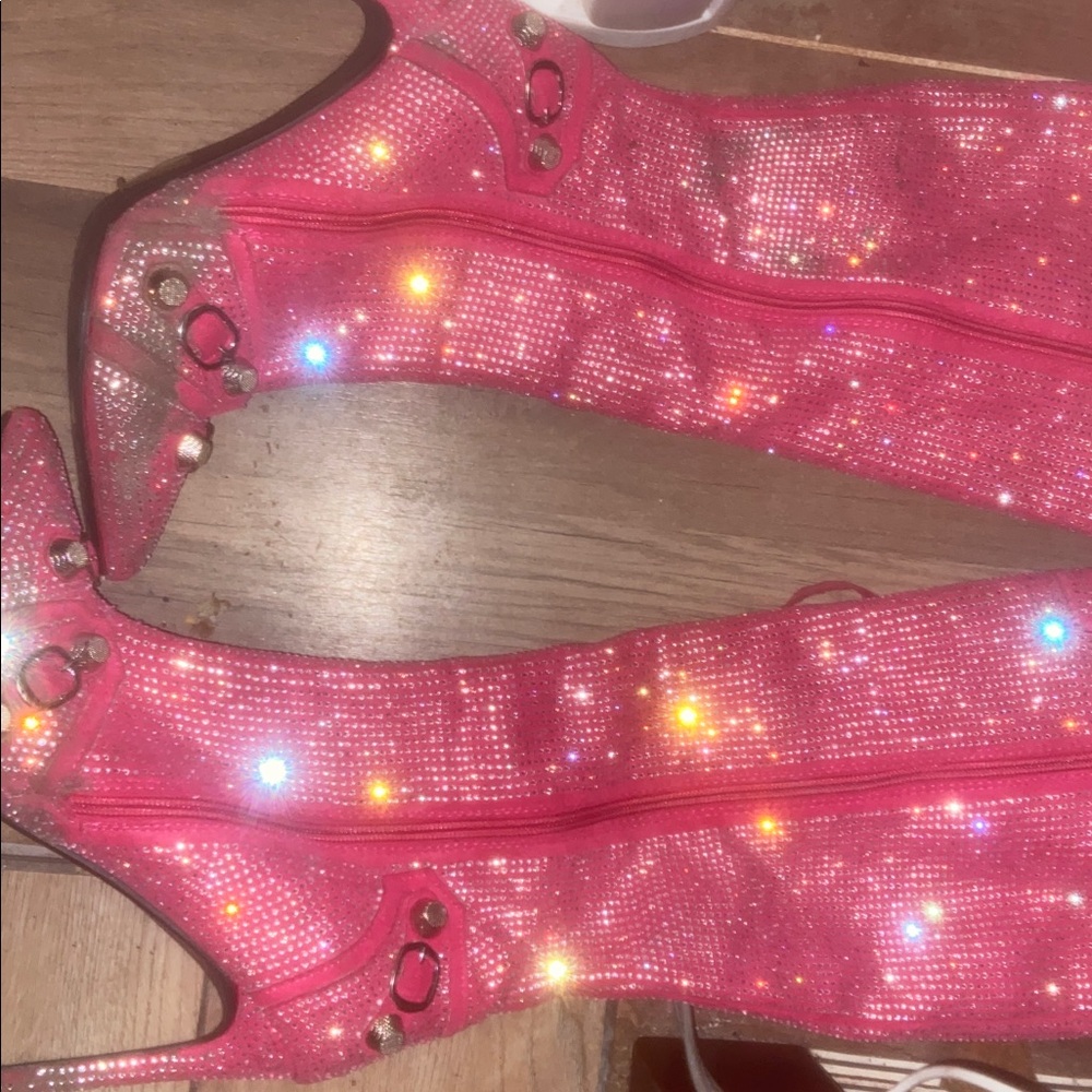 Sparkling Pink Heeled Boots